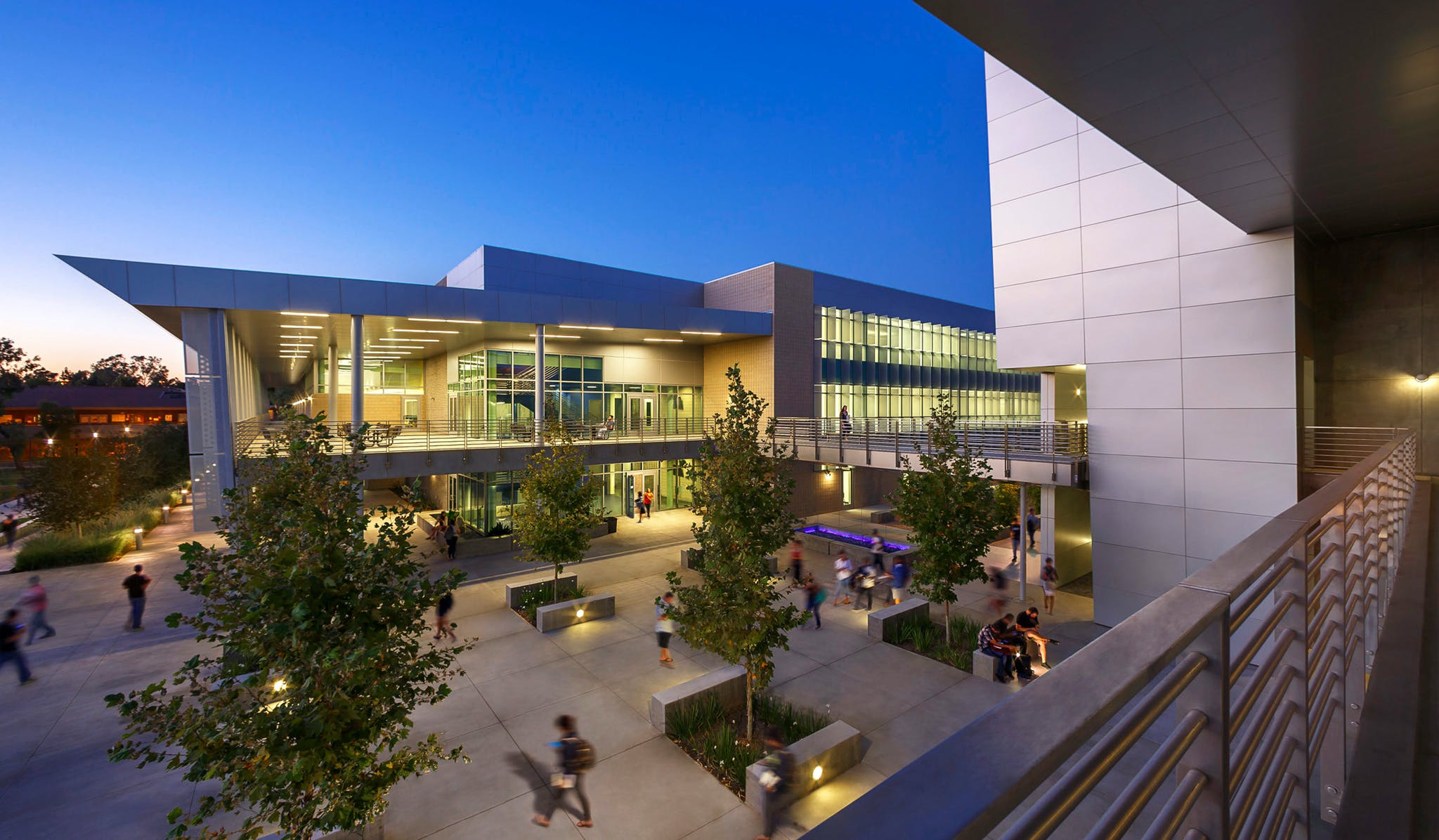 outside the buildings at night